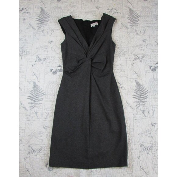Amy Matto Womens TWIST Front v neck Sleeveless Knit Sheath Dress Gray Size 2 USA - Picture 1 of 6